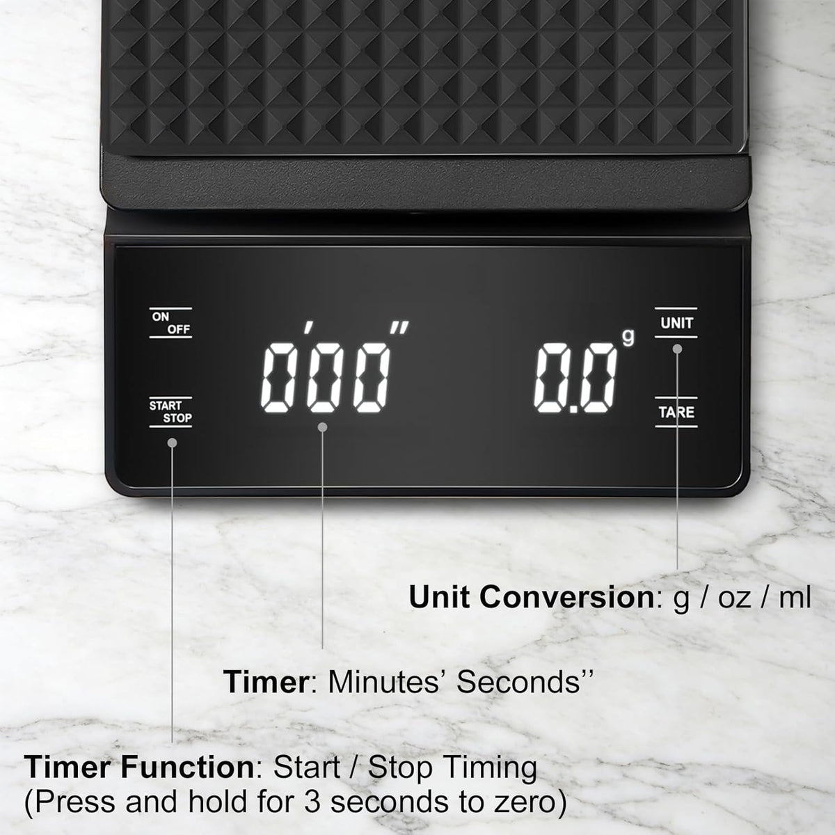 Coffee Scale with Timer, 3Kg/0.1G High Precision Espresso Scale, Digital Kitchen Scale for Espresso and Pour-Over Coffee (Batteries Included)