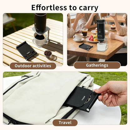 Pour over Coffee Maker Stand,Foldable Portable Electric Espresso Machine Stand for Outin,Holder for Coffee Grinder,Universal Dripper,V60 Dripper,Travel Coffee Maker, Press Square&Black