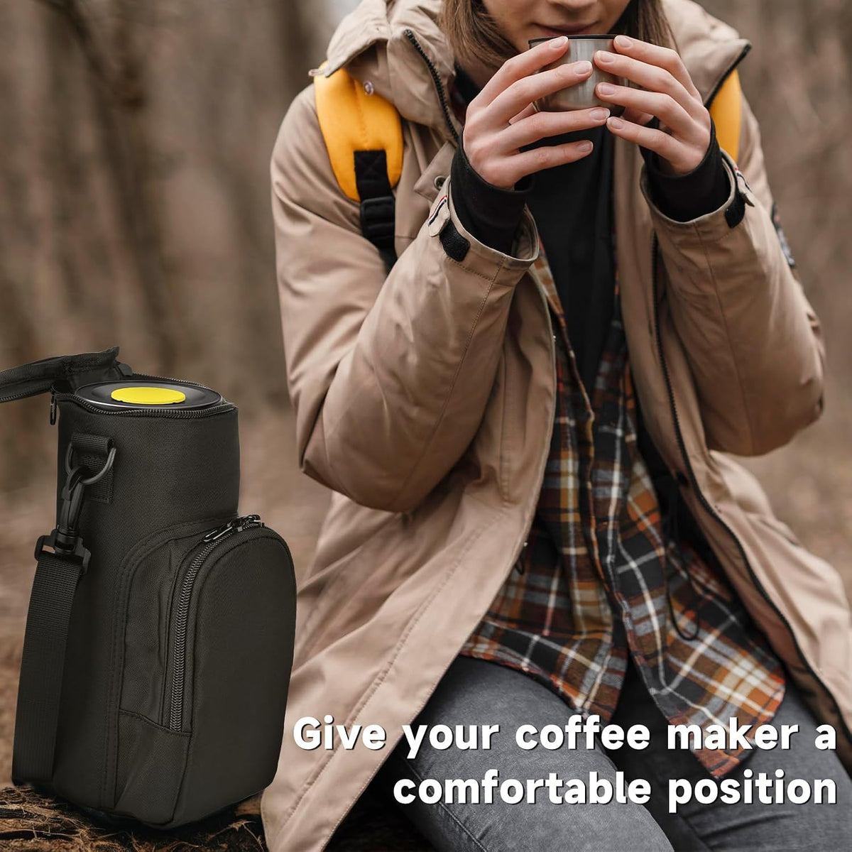 Portable Espresso Maker Carry Bag, Storage Case for Coffee Maker Mini Espresso Machine, Travel Coffee Maker Organizer Pouch with Capsule Storage Bag for RV Camping Car /Adjustable Shoulder Strap