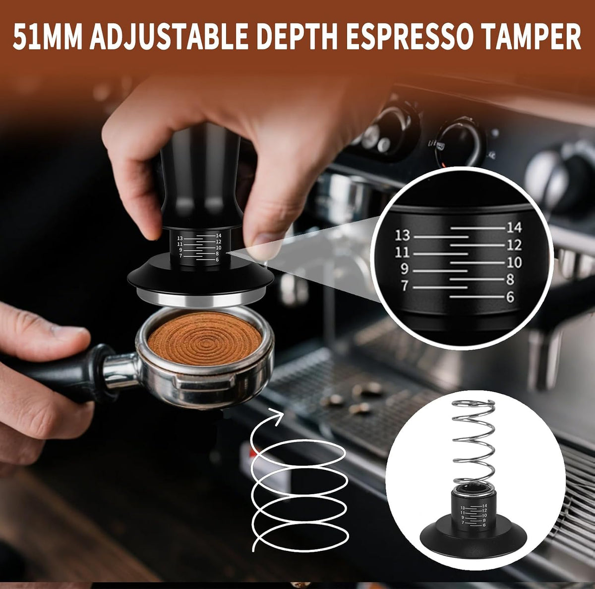 23Pcs Espresso Machine Accessories Set, 51Mm Coffee Espresso Tamper Kit