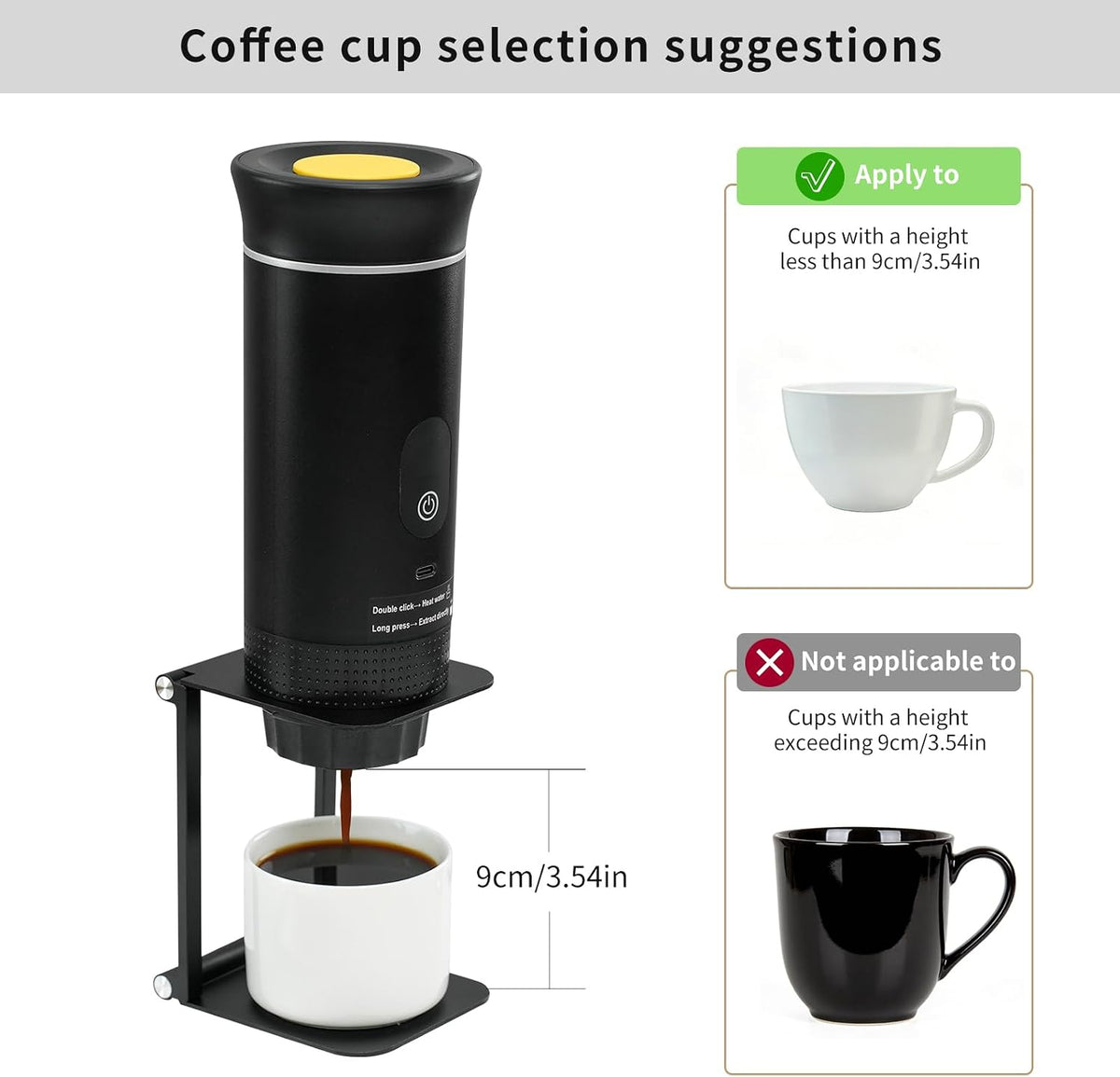Pour over Coffee Maker Stand,Foldable Portable Electric Espresso Machine Stand for Outin,Holder for Coffee Grinder,Universal Dripper,V60 Dripper,Travel Coffee Maker, Press Square&Black